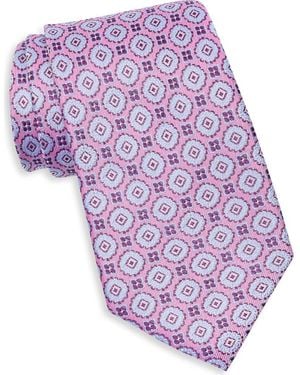 Duchamp Medallion Jacquard Silk Tie - Purple