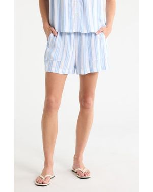 Splendid Marseille Linen Blend Drawstring Shorts - Blue