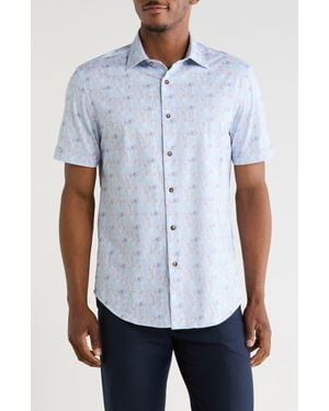 Bugatchi Short Sleeve Woven Shirt - White