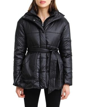 Belle & Bloom Moonrise Belted Puffer Jacket - Black