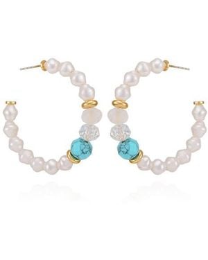 Guess Beaded & Faux Pearl Hoop Earrings - Multicolor