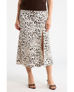 Sanctuary Front Slit Satin Skirt - White