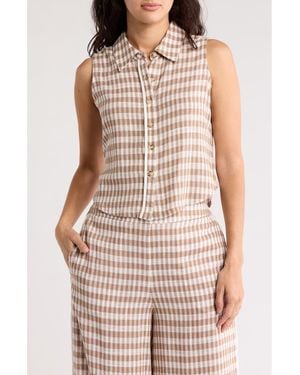 Love By Design Fiji Sleeveless Button-Up Shirt - Brown