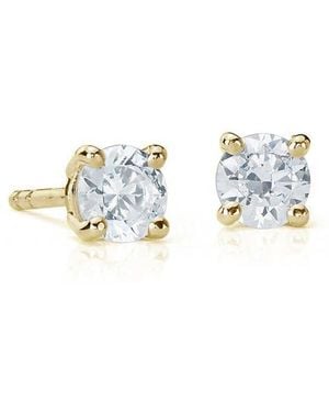 Suzy Levian Round Diamond Stud Earrings - Yellow