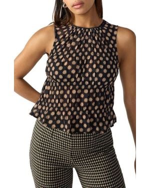 Sanctuary Print Shirred Top - Black