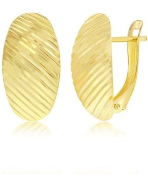 Simona 14K Textured Oval Half Huggie Hoop Earrings - Yellow