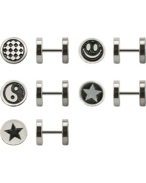 Rebel Set Of 5 Stud Earrings - White