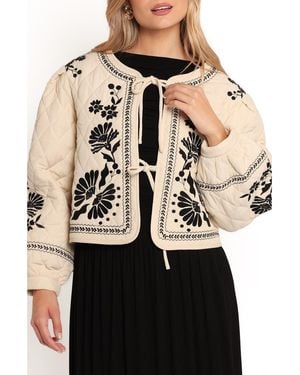 Petal & Pup Vako Floral Quilted Jacket - Natural