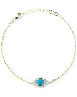 Glaze Jewelry Cz Evil Eye Chain Bracelet - Blue