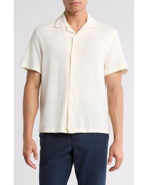 Denim and Flower Relaxed Fit Textured Camp Shirt - Natural