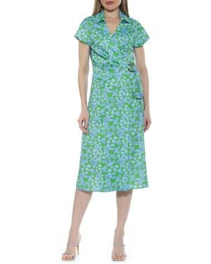 Alexia Admor Paris Surplice Wrap Midi Dress - Green