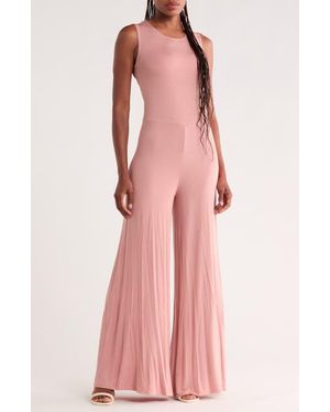 Go Couture Sleeveless Wide Leg Jumpsuit - Pink