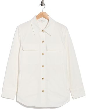 Vince Washed Cotton Blend Shirt Jacket - White