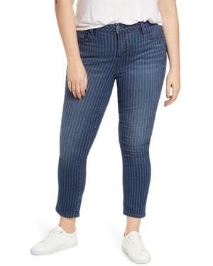 Slink Jeans High Waist Pinstripe Ankle Jeans - Blue
