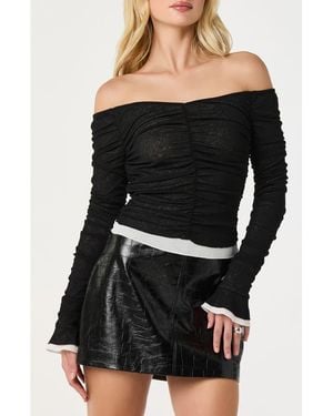 Astr Ruched Off The Shoulder Top - Black