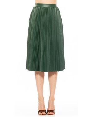 Alexia Admor Luca High Waist Pleated Faux Leather Skirt - Green