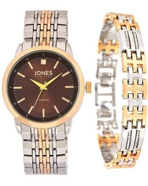 Jones New York Diamond Two-Tone Bracelet Watch & Bracelet Set, 42Mm - Metallic