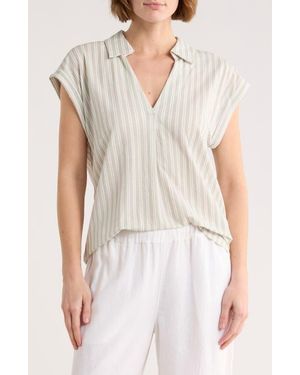 Bobeau Short Sleeve Knit Top - White