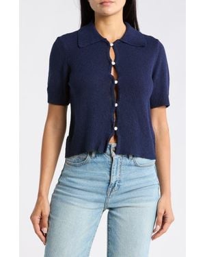 Vigoss Slub Collared Sweater - Blue