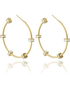 Liza Schwartz Bridget Cz Station Hoop Earrings - Metallic