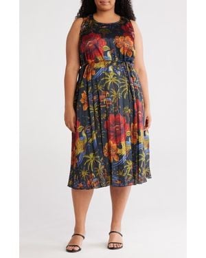 Tahari Python Print Waist Belt Maxi Dress - Multicolor