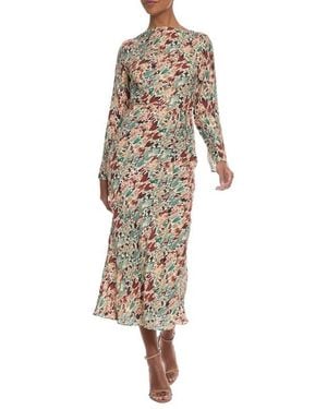 Donna Morgan Long Sleeve Tie Waist Maxi Dress - Natural