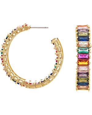 Rivka Friedman Colored Gem Hoop Earrings - Metallic