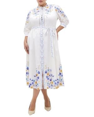 City Chic Annabelle Belted Midi Shirtdress - Multicolor