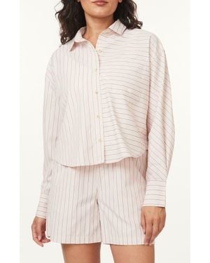 Scotch & Soda Mixed Stripe Crop Button-Up Shirt - White