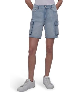 DKNY High Waist Utility Denim Shorts - Blue