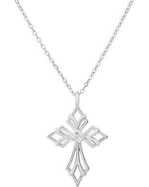 Queen Jewels Art Deco Cross Pendant Necklace - White