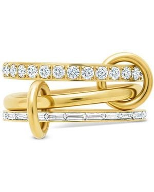 Sterling Forever Thea Cubic Zirconia Linked Stacking Band Rings - Metallic