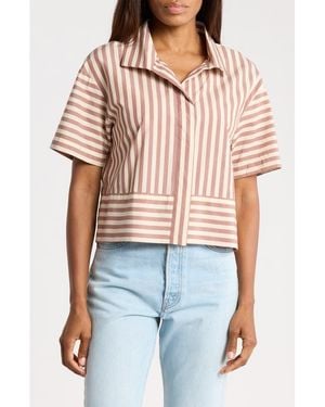 French Connection Striped Short Sleeve Shirt - Red