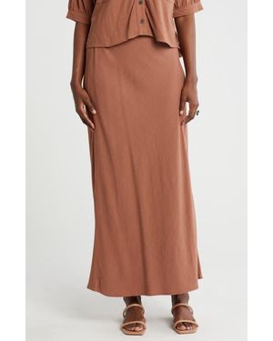 Bobeau Pull-On Maxi Skirt - Brown