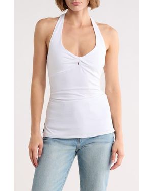 Madden Girl Ruched Halter Top - White