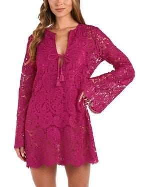 L'Agence Ansley Paisley Long Sleeve Cover-Up Dress - Red