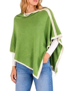 Portolano Cashmere Cowl Neck Poncho - Green
