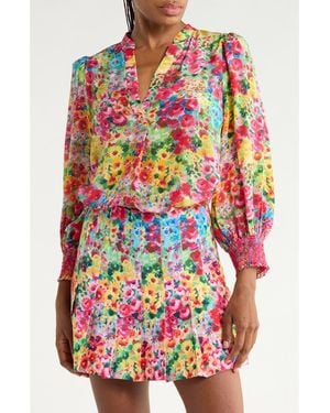 Alice + Olivia Sheila Floral Silk Top - Pink