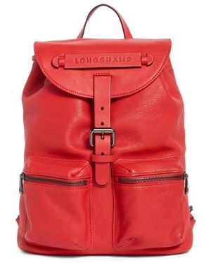 Longchamp Lc3D Small Leather Backpack - Red