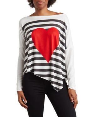 Go Couture Dolman Sleeve Asymmetric Hem Top - Red