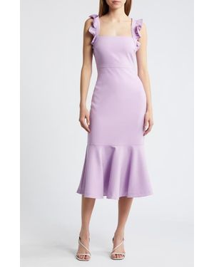 Likely Hara Ruffle Strap Midi Dress - Purple