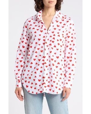Frank & Eileen Boyfriend Cotton Button-Up Shirt - Red