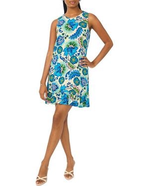 Halogen® Floral Sleeveless Ruffle Hem Shift Dress - Blue