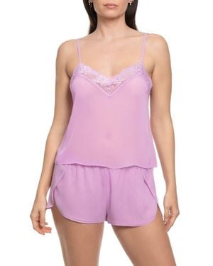 In Bloom Zara Lace Trim Chiffon Short Pajamas - Purple