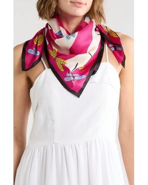 Kate Spade Dragonfly Silk Square Scarf - Pink