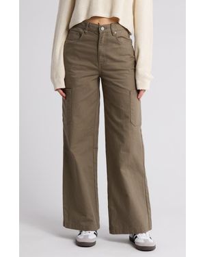 PacSun High Waist Wide Leg Cargo Pants - Natural