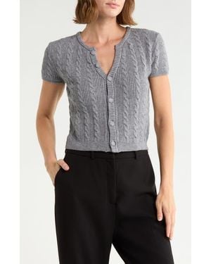 Vigoss Cable Short Sleeve Cardigan - Blue