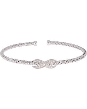 Meshmerise Cubic Zirconia Infinity Twisted Cuff Bracelet - Metallic
