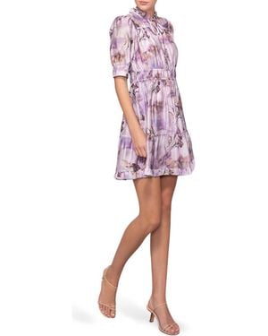 MELLODAY Printed Shirred Dress - Pink