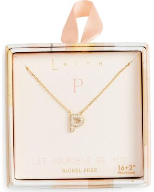 Leith Cubic Zirconia Initial Pendant Necklace - White